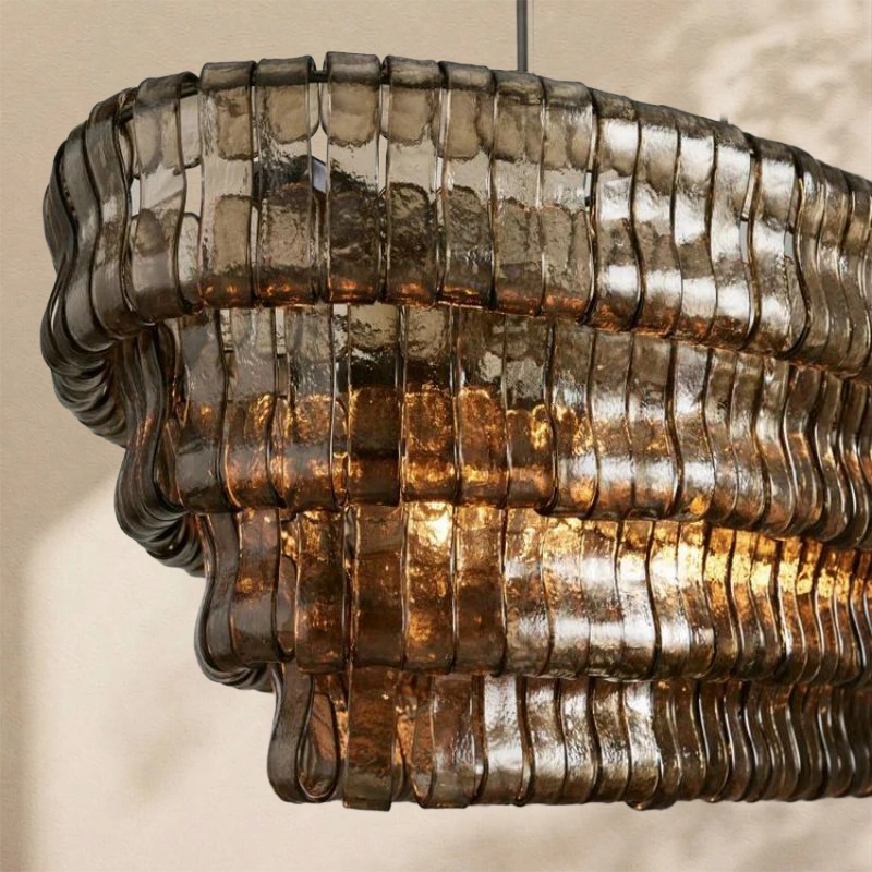 Amor Ghiaccio Glass Oval Chandelier 54"W/65"W
