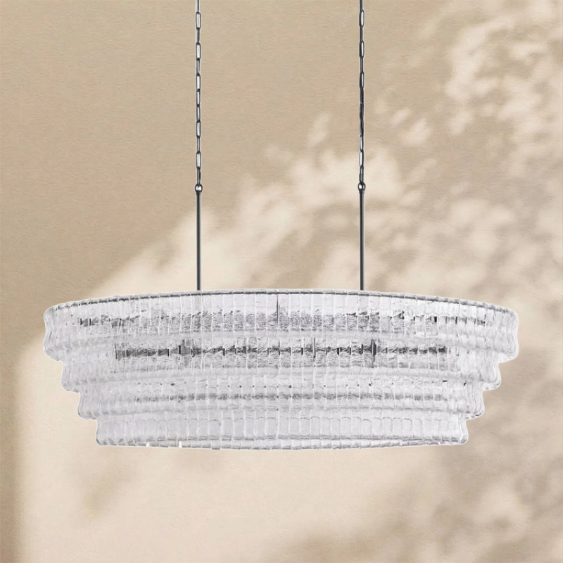 Amor Ghiaccio Glass Oval Chandelier 54"W/65"W