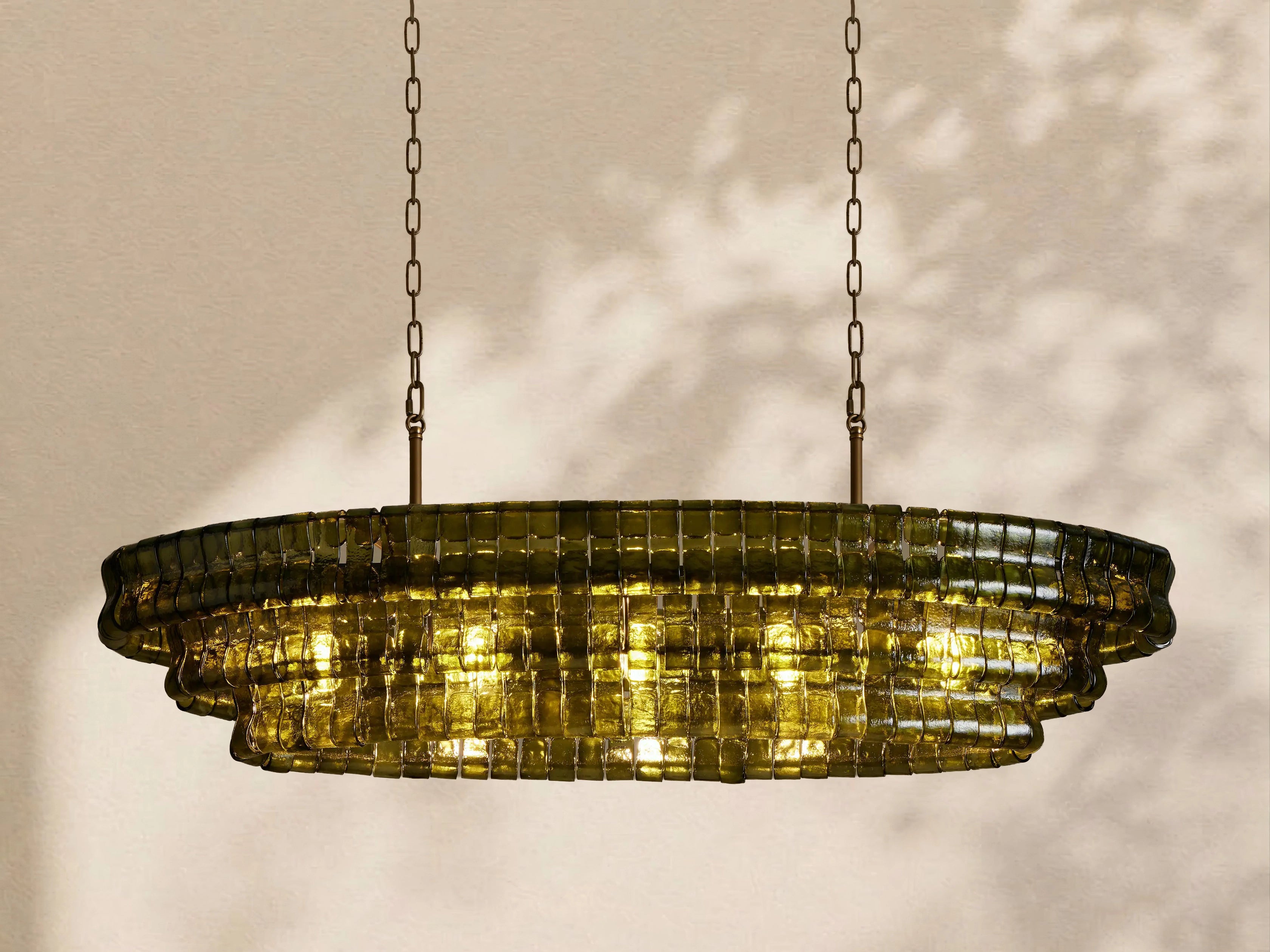Amor Ghiaccio Glass Oval Chandelier 54"W/65"W