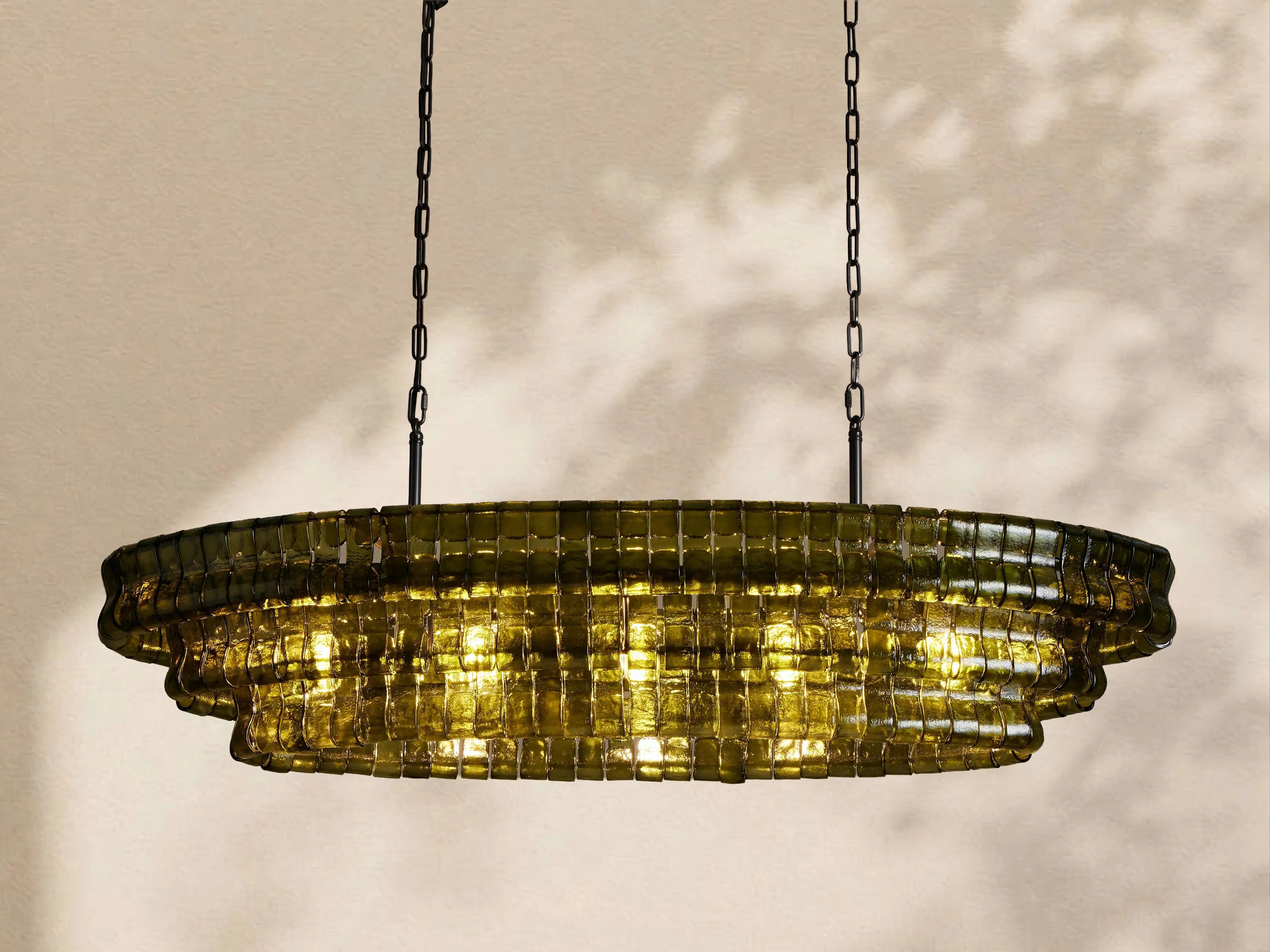 Amor Ghiaccio Glass Oval Chandelier 54"W/65"W