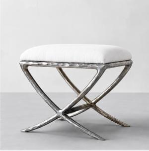 Hand-Forged Metal X-base Stool