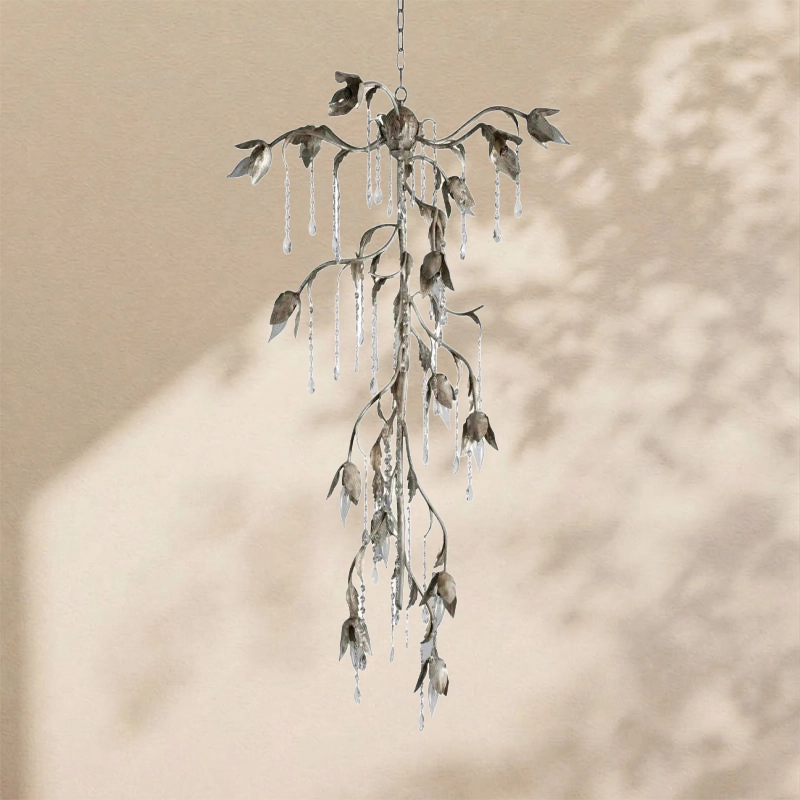 Gothic Cascade Chandelier 34"H -Silver