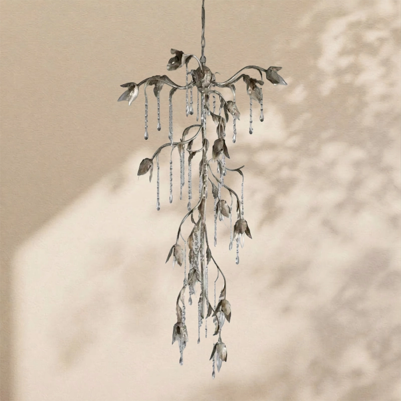 Gothic Cascade Chandelier 34"H -Silver