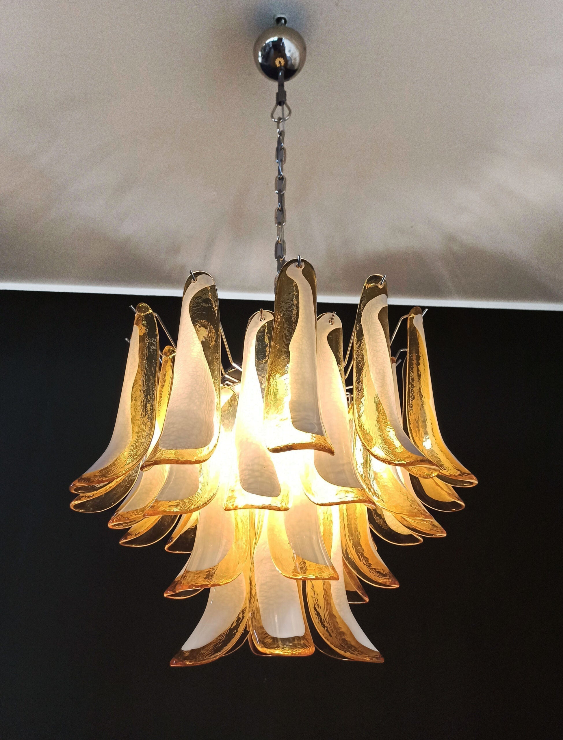 Murano Chandelier 36 Yellow Petal Glass