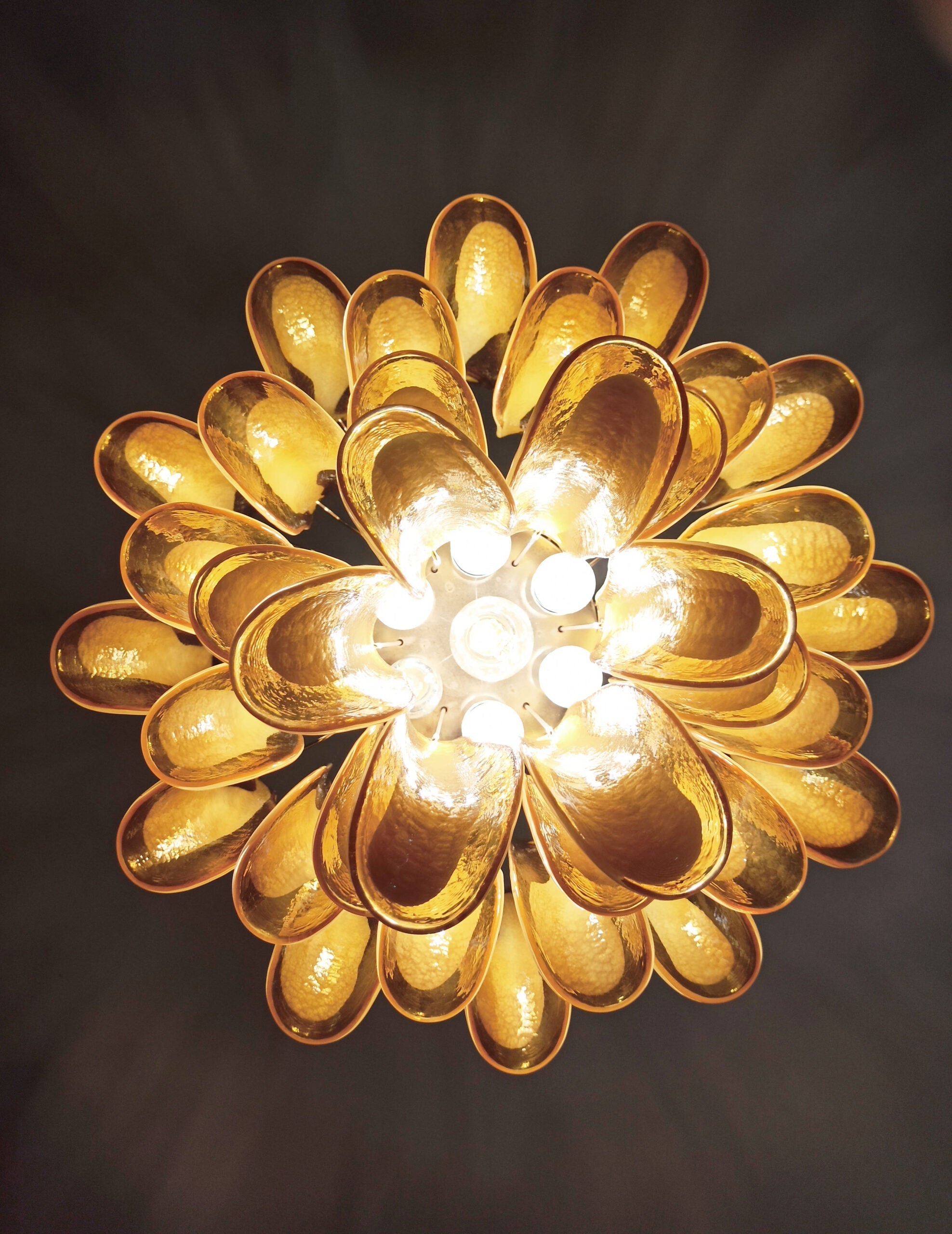Murano Chandelier 36 Yellow Petal Glass