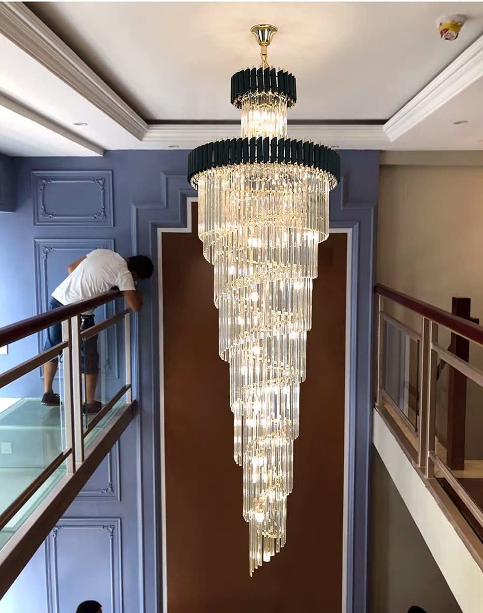 Spiral Crystal Chandelier For Foyer / Staircase