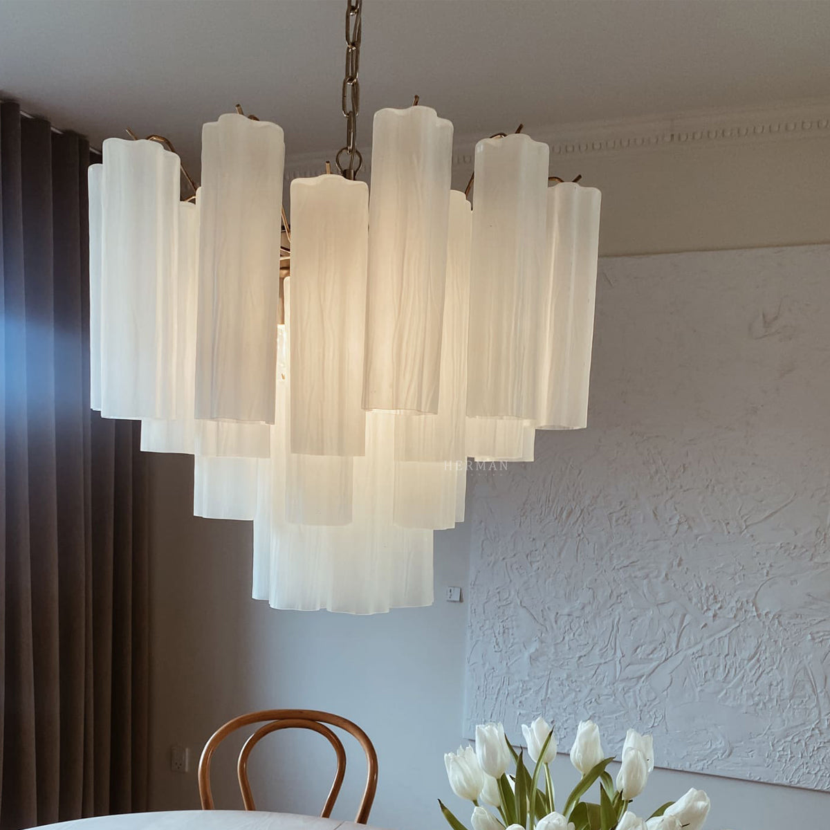 Murano Chandelier – 36 tubes – Matte white