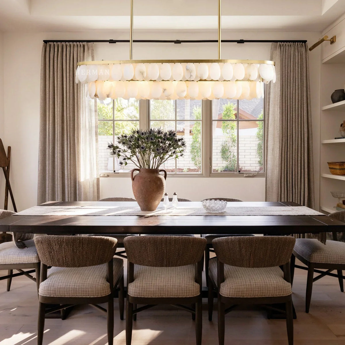 Solene Alabaster Linear Chandelier 45"