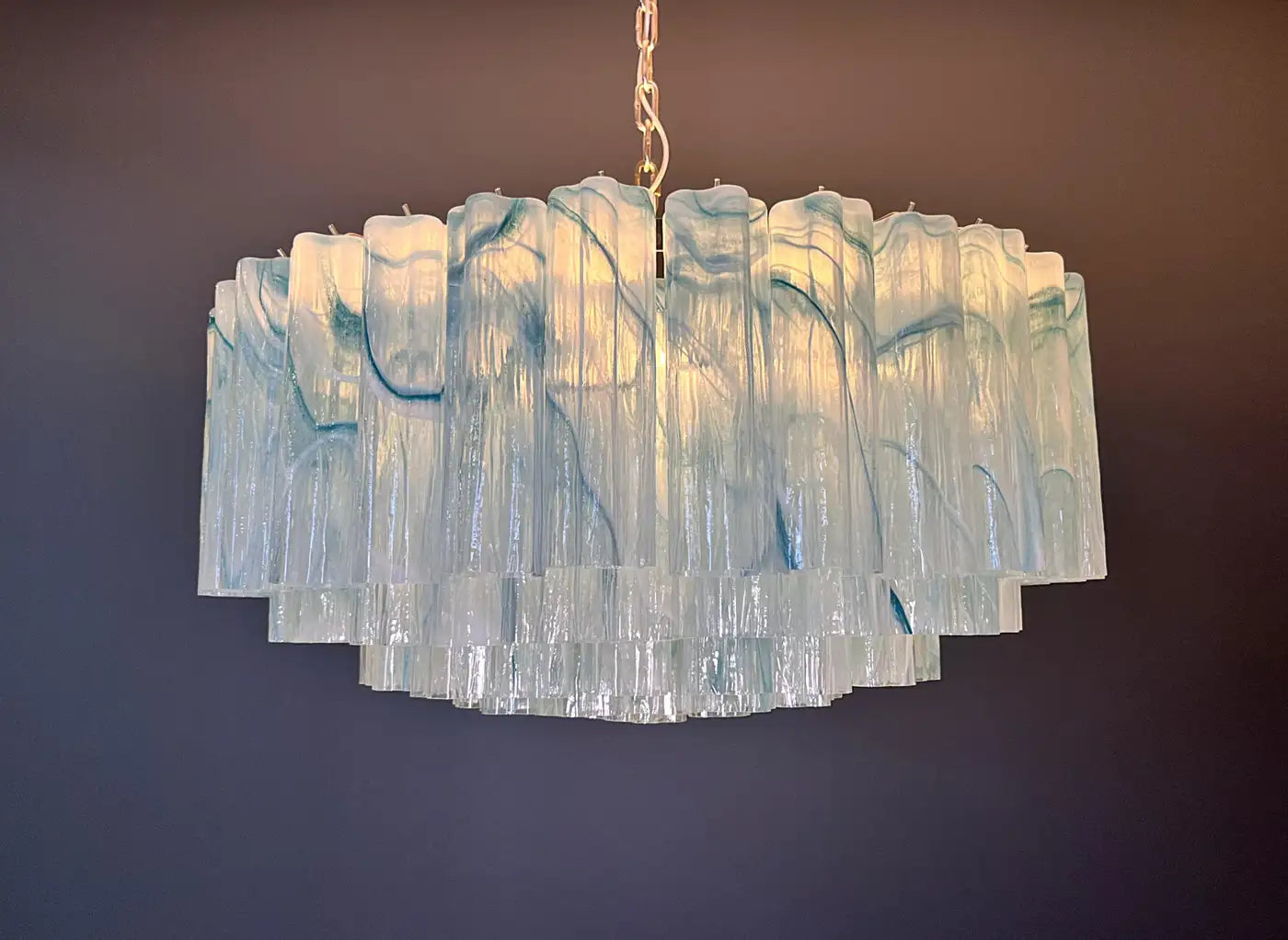 Large Murano glass Chandelier -101 blue alabaster glass tube