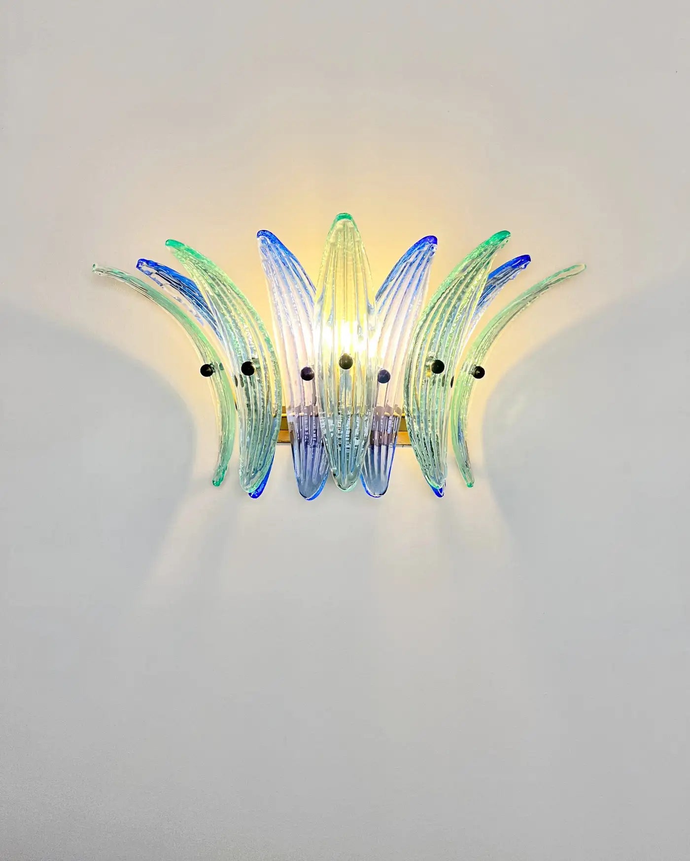 Vintage Palmette Wall Light - blue and turquoise glasses