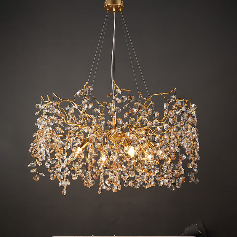Modern Crystal Branch Chandelier for Foyer Entryway 31.5"D