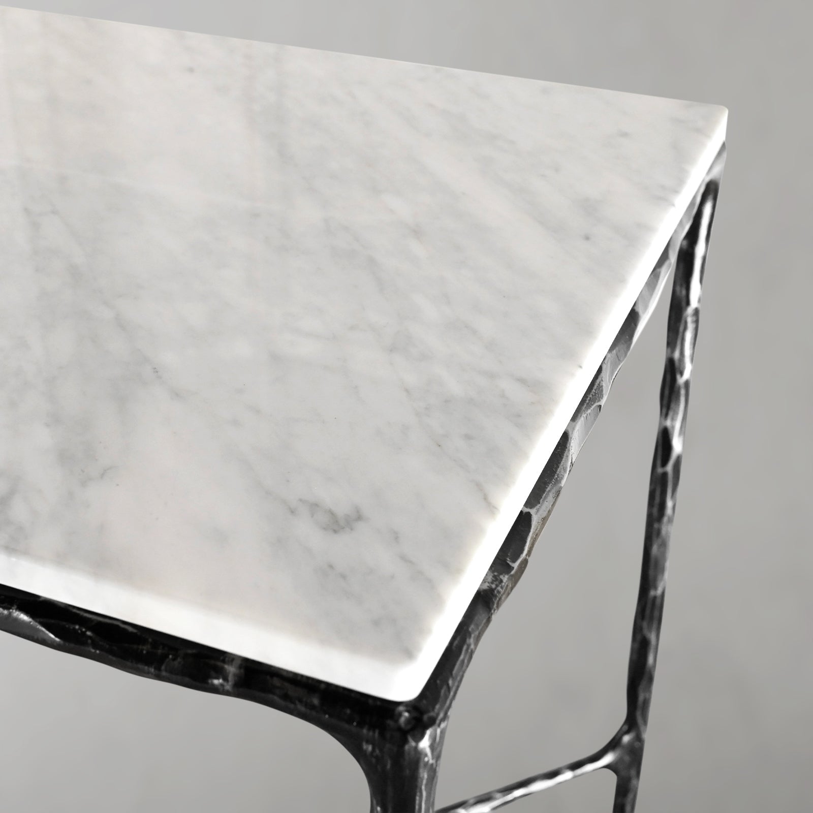 Hand-Forged Metal Rectangle Marble Desk