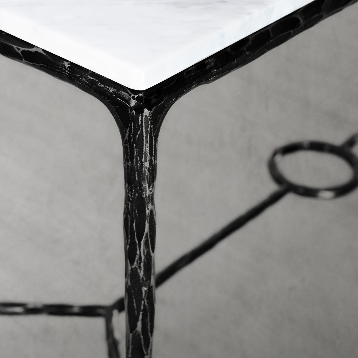 Hand-Forged Metal Rectangle Marble Desk