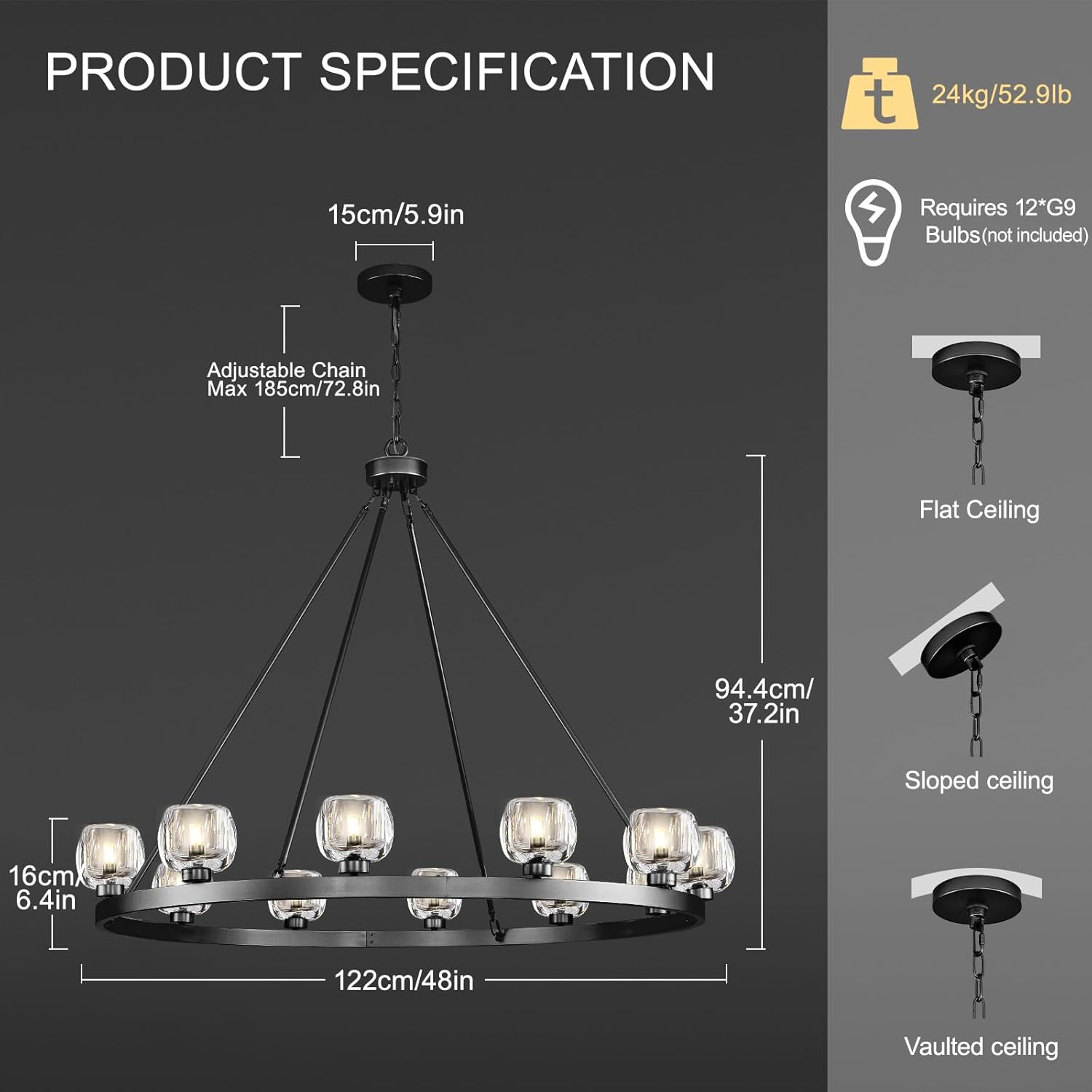 Modern Crystal Farmhouse Wagon Wheel Chandeliers for Dining Room