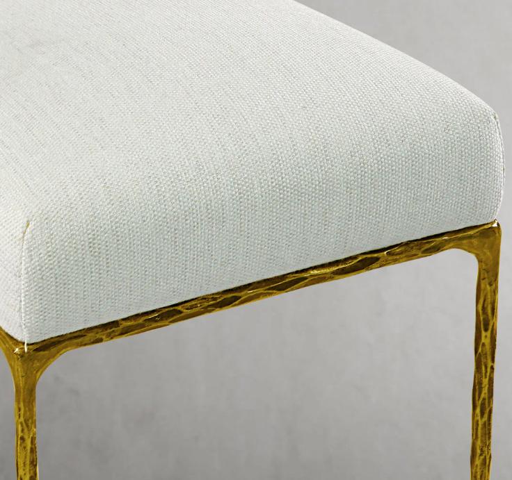 Hand-Forged Metal Minimalist Fabric Dining Chair