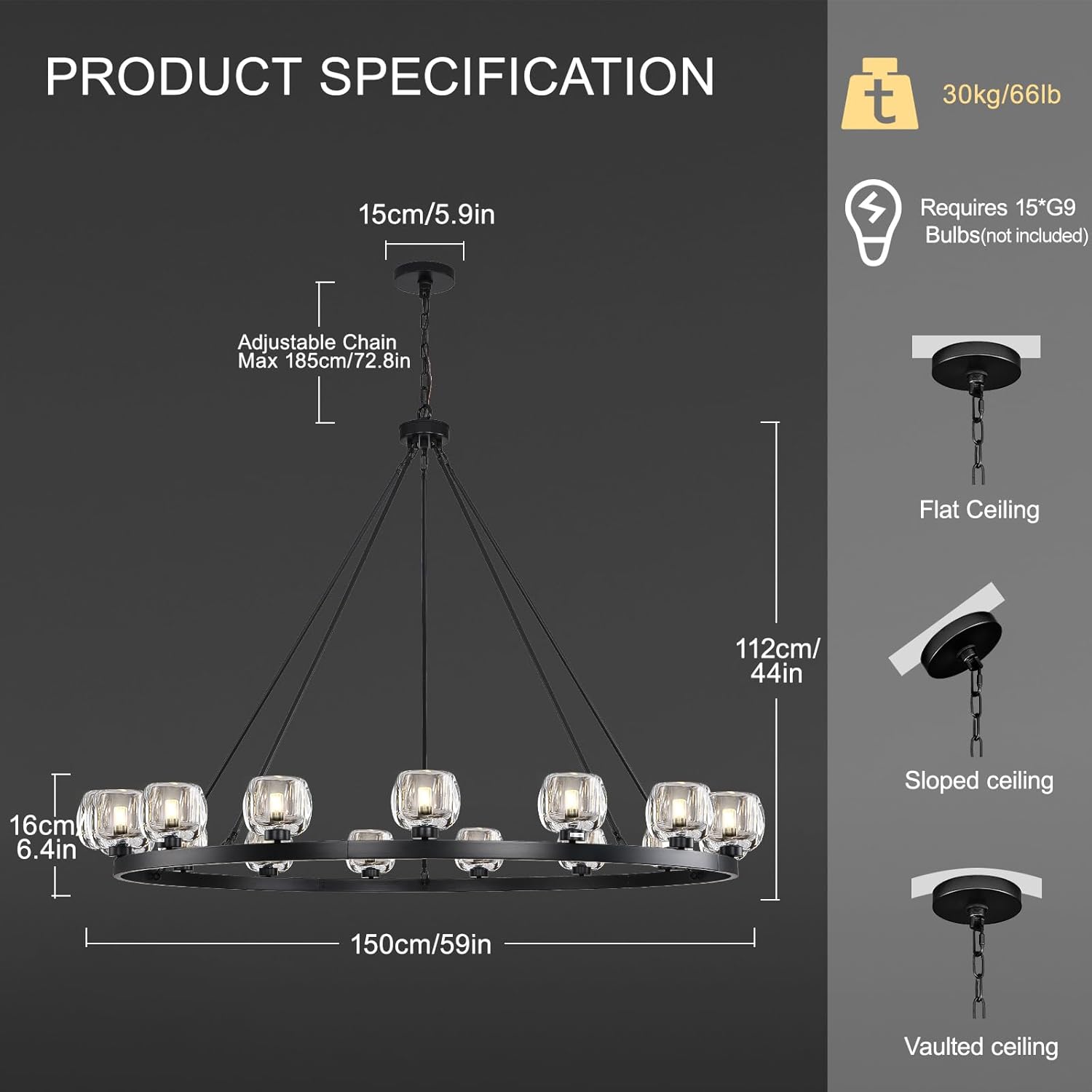 Modern Crystal Farmhouse Wagon Wheel Chandeliers for Dining Room