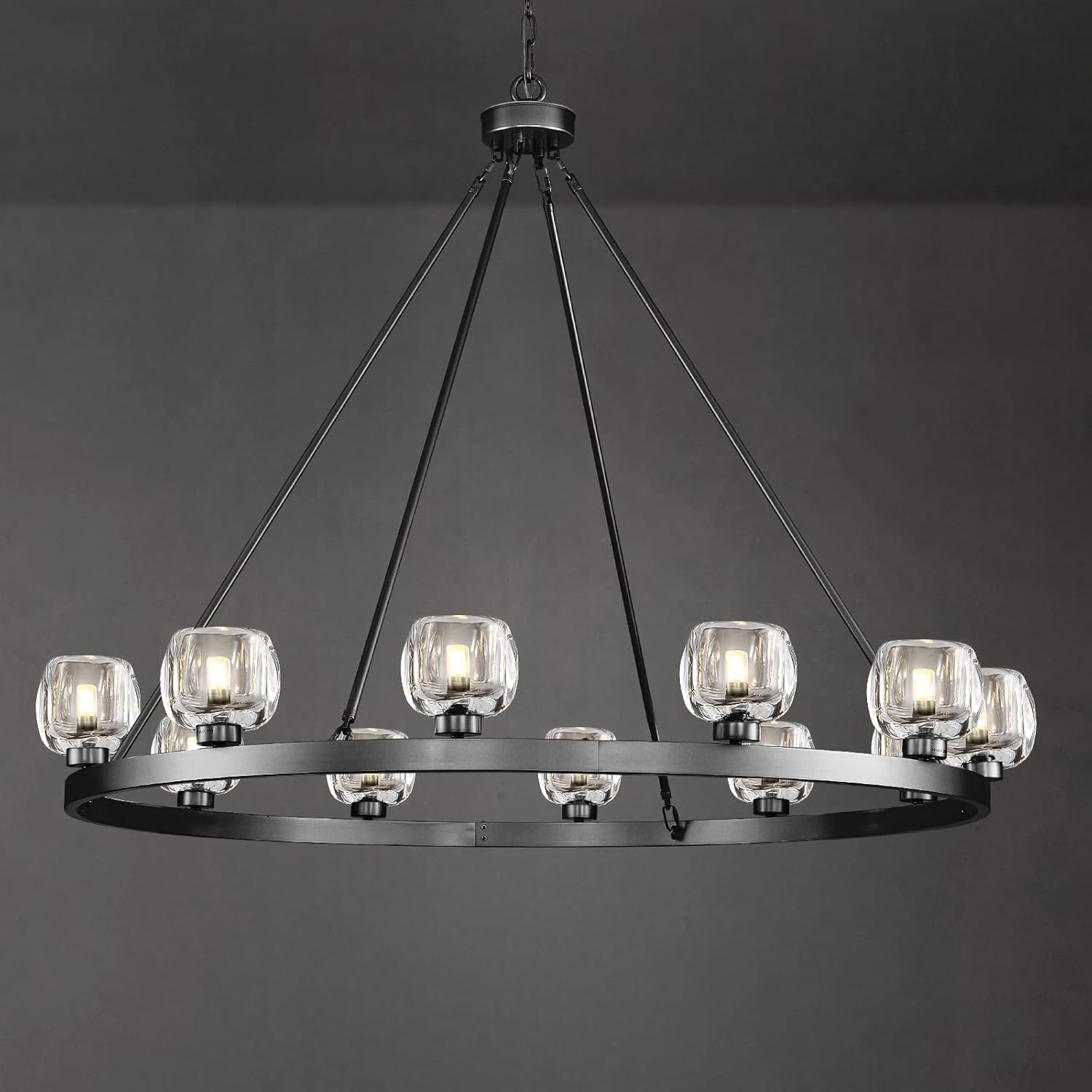 Modern Crystal Farmhouse Wagon Wheel Chandeliers for Dining Room