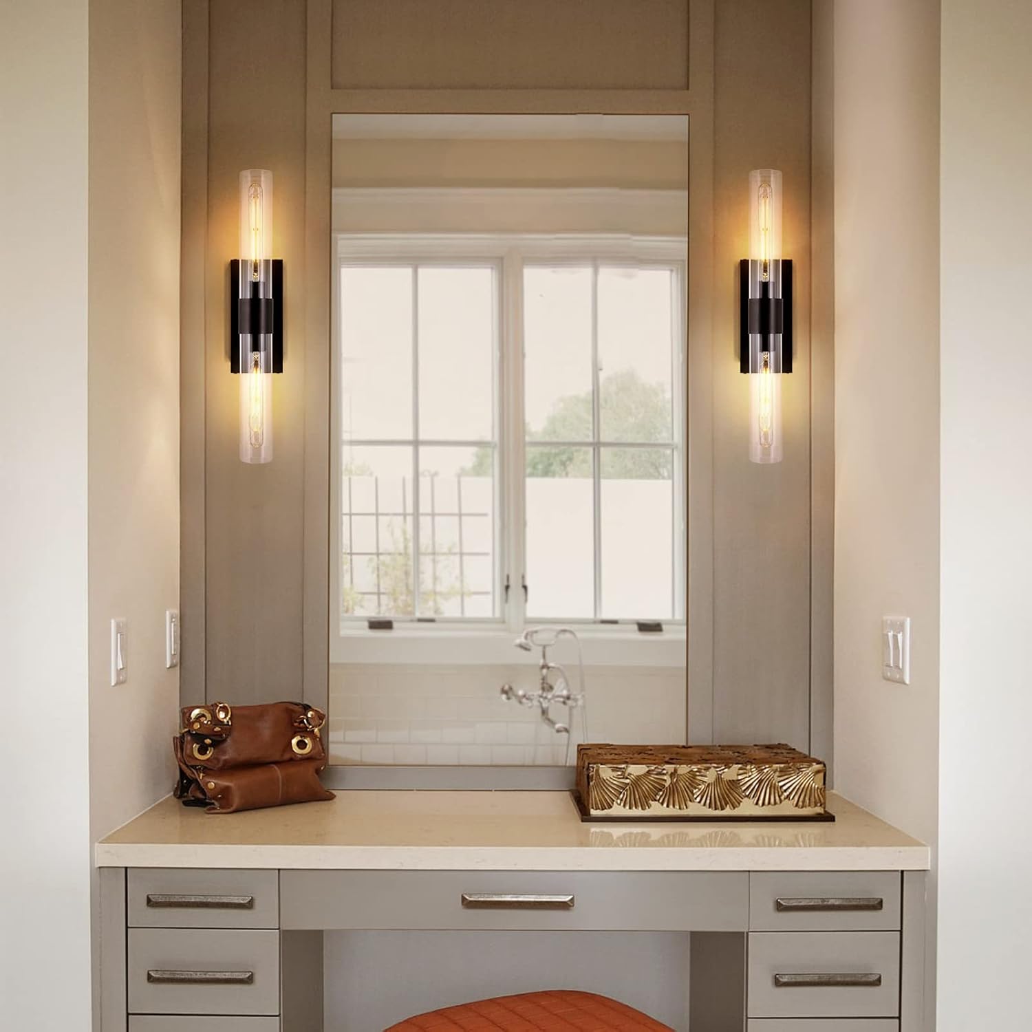 Modern Glass Wall Sconces 24.8in