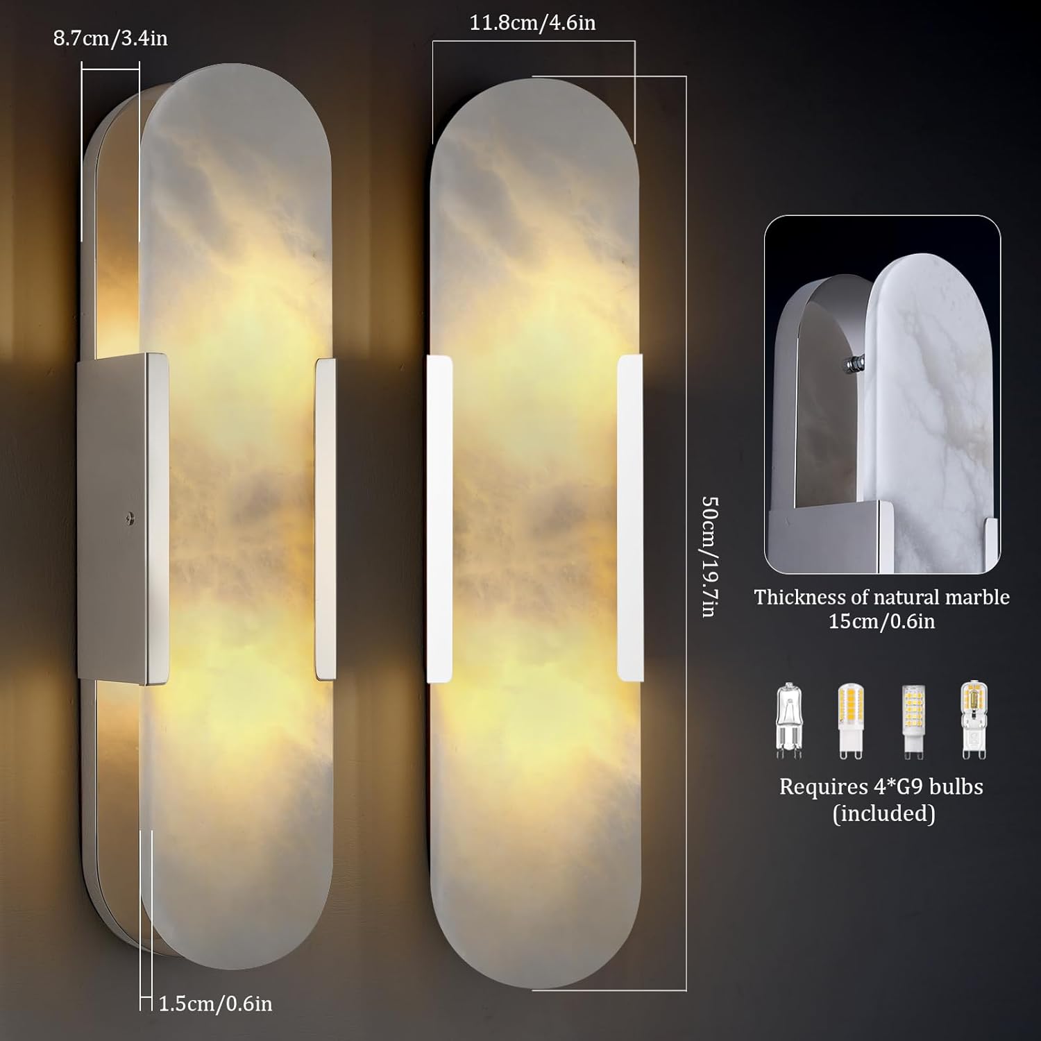 Trinidad Alabaster Wall Sconces 14" 20"