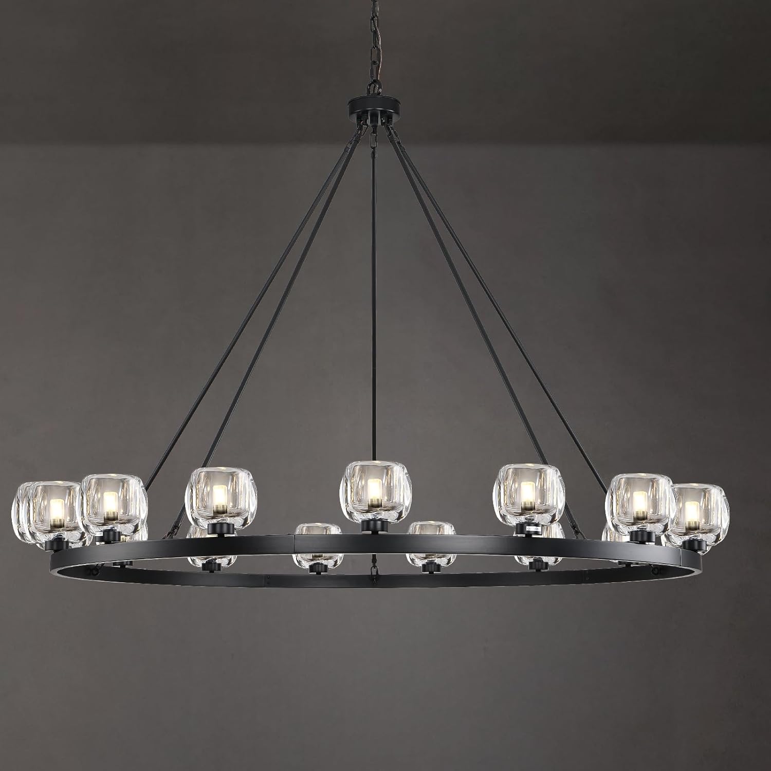 Modern Crystal Farmhouse Wagon Wheel Chandeliers for Dining Room