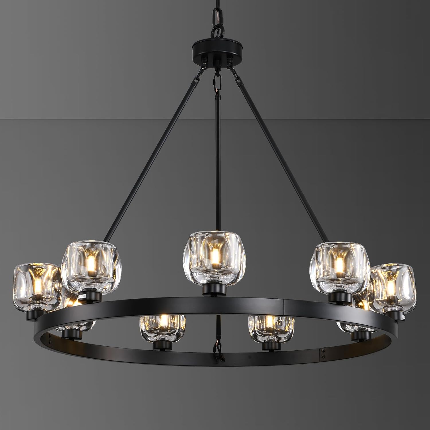 Modern Crystal Farmhouse Wagon Wheel Chandeliers for Dining Room