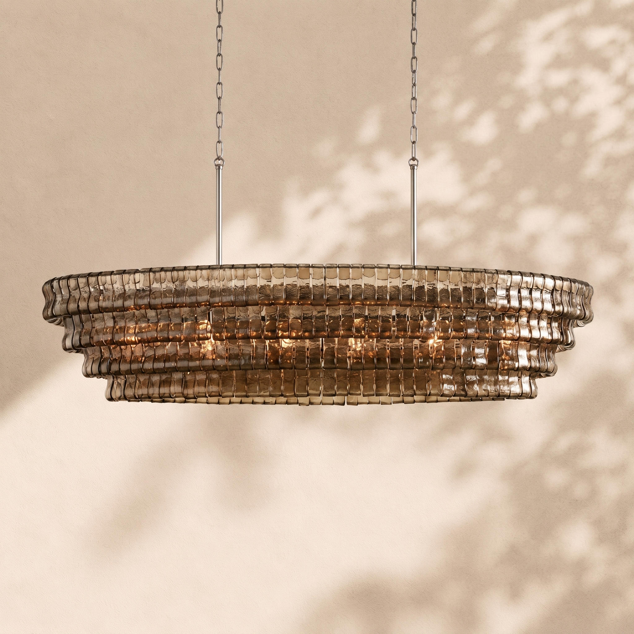 Amor Ghiaccio Glass Oval Chandelier 54"W/65"W