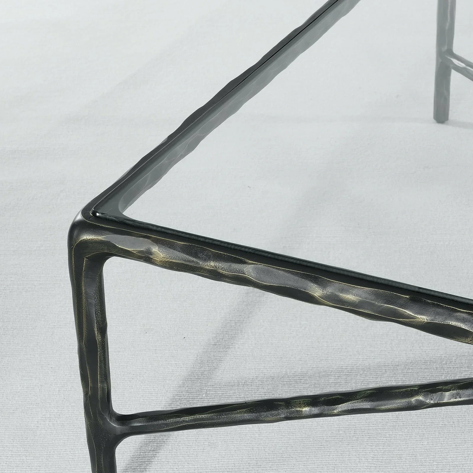 Hand-Forged Metal Rectangle Glass Coffee Table