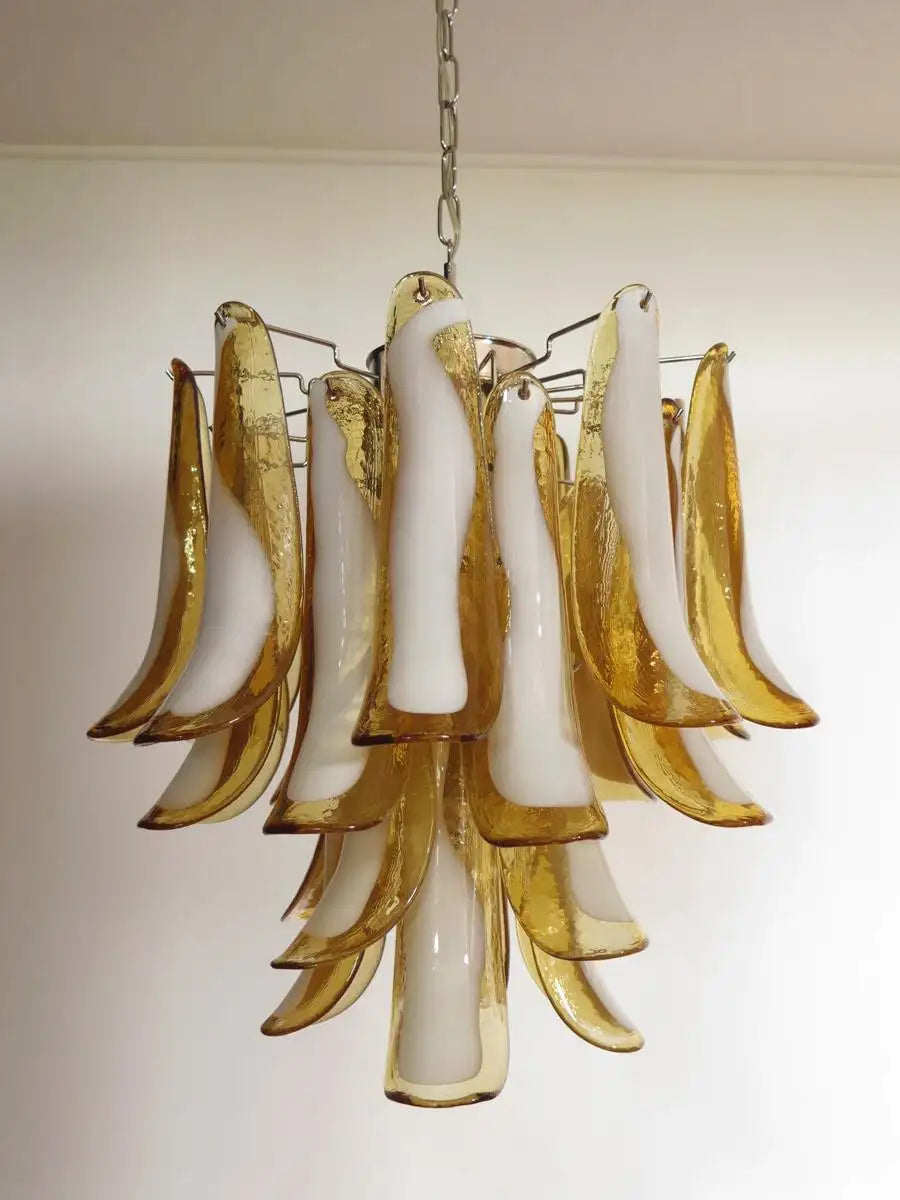 Italian vintage Murano chandelier - 26 amber glass petals