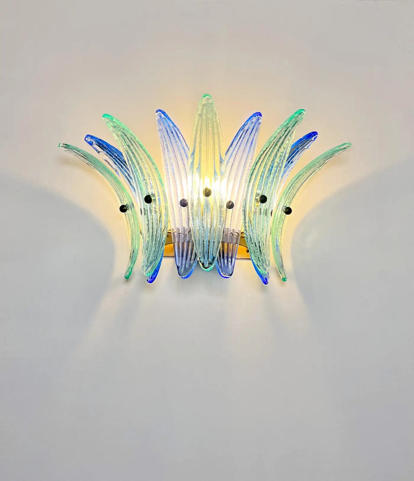 Vintage Palmette Wall Light - blue and turquoise glasses