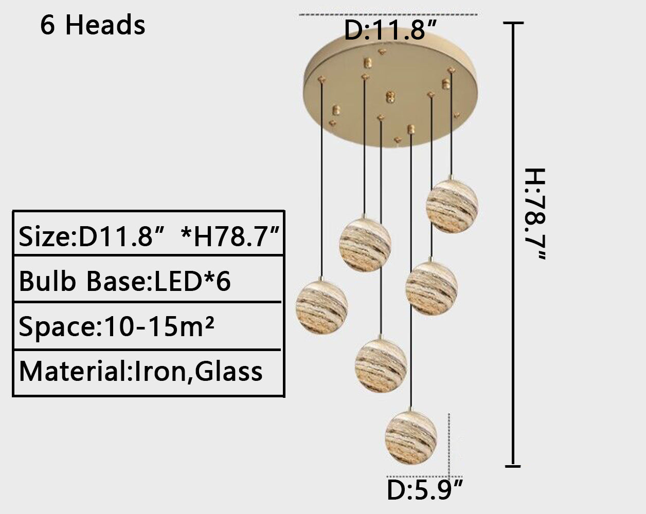 Nordic Planet Creative Long Pendant Chandelier For Staircase/Foyer/High-ceiling Hallway
