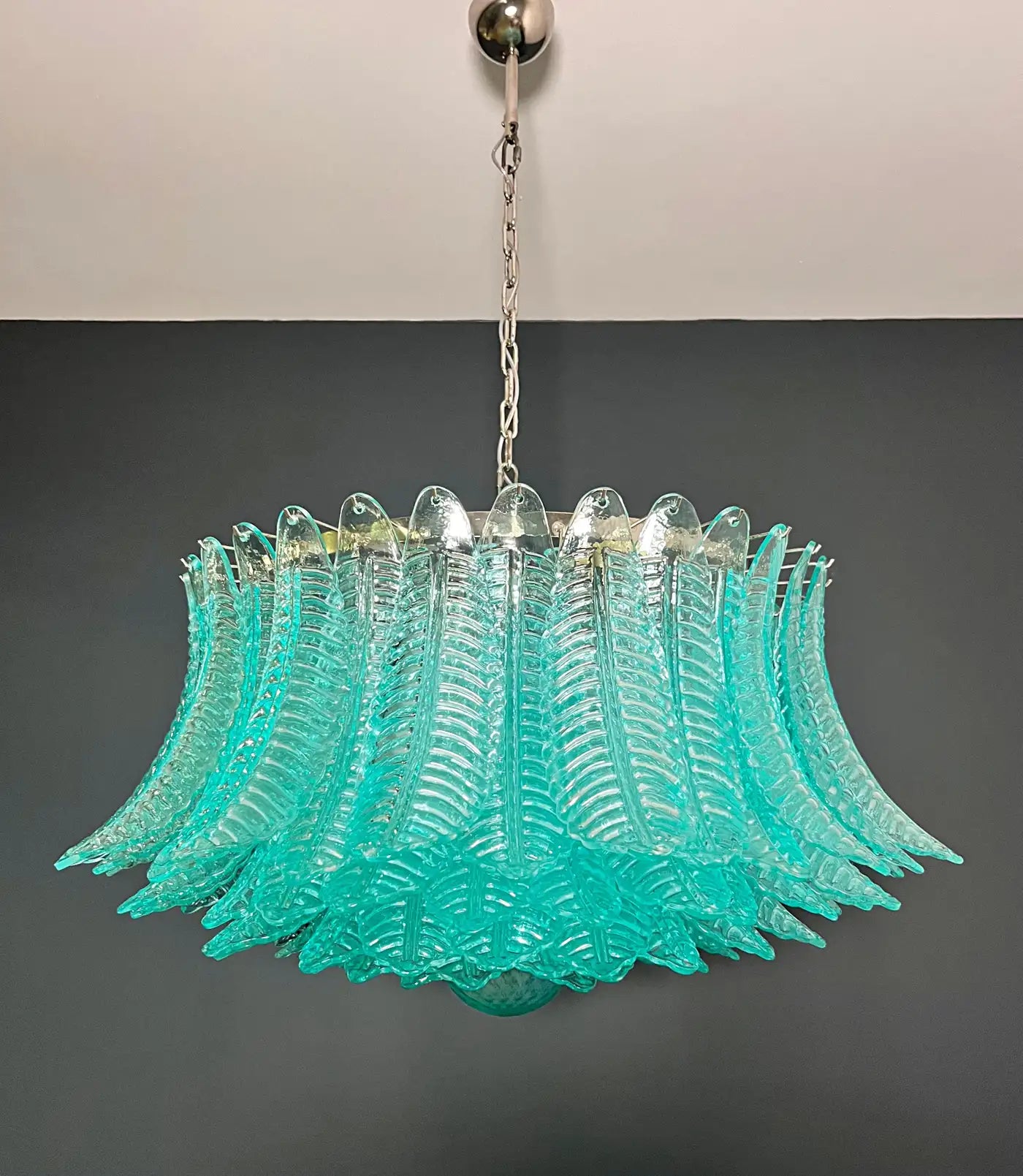 Large Murano glass Chandelier -100 turquoise Felci glasses
