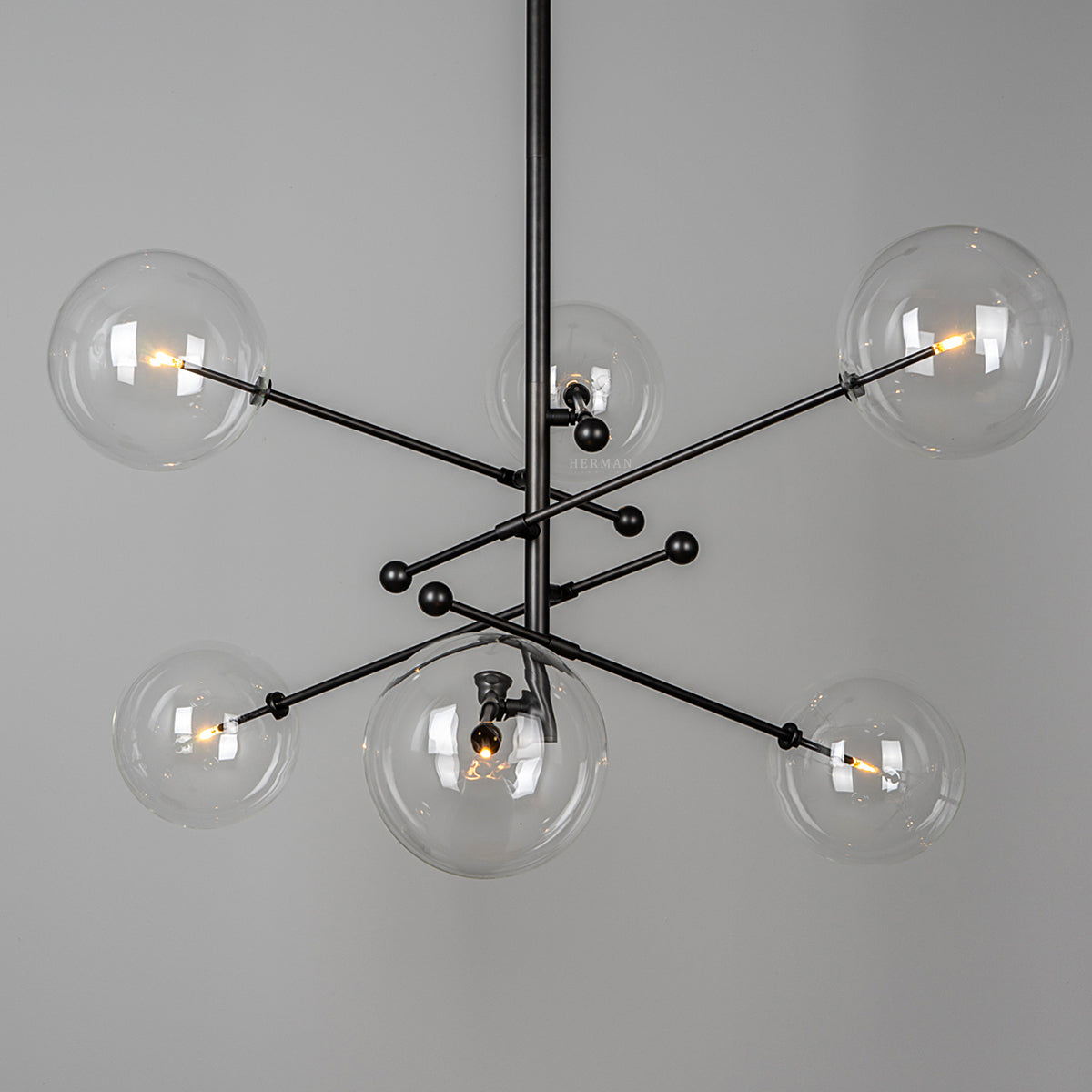 Aero Vertical Glass Globe Chandelier 6 - Light 55.63"