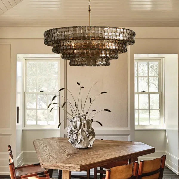 Amor 4-Tier Ghiaccio Glass Round Chandelier 36"