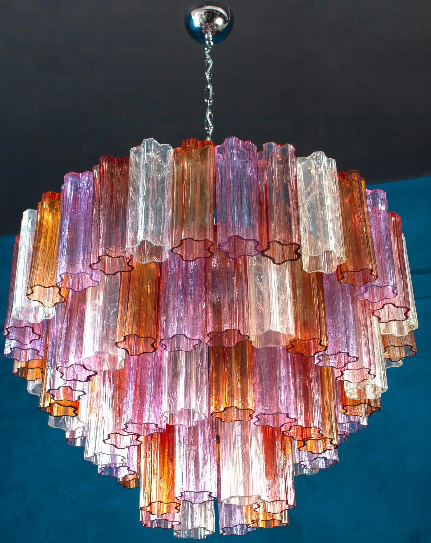 Mid-Century Multicolored Murano Glass Tronchi Chandelier