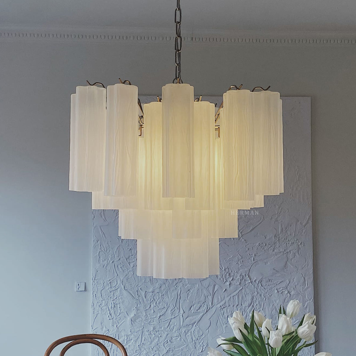 Murano Chandelier – 36 tubes – Matte white