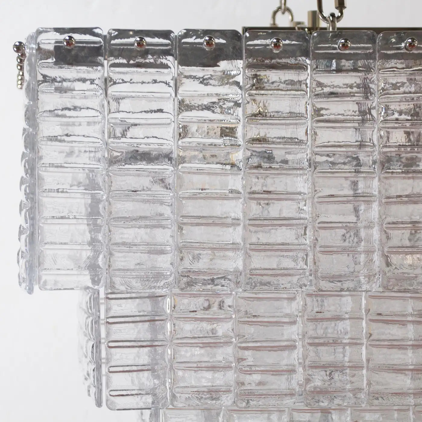 Grande lampadario con listelli vetro di Murano ispirato al mid-century italiano