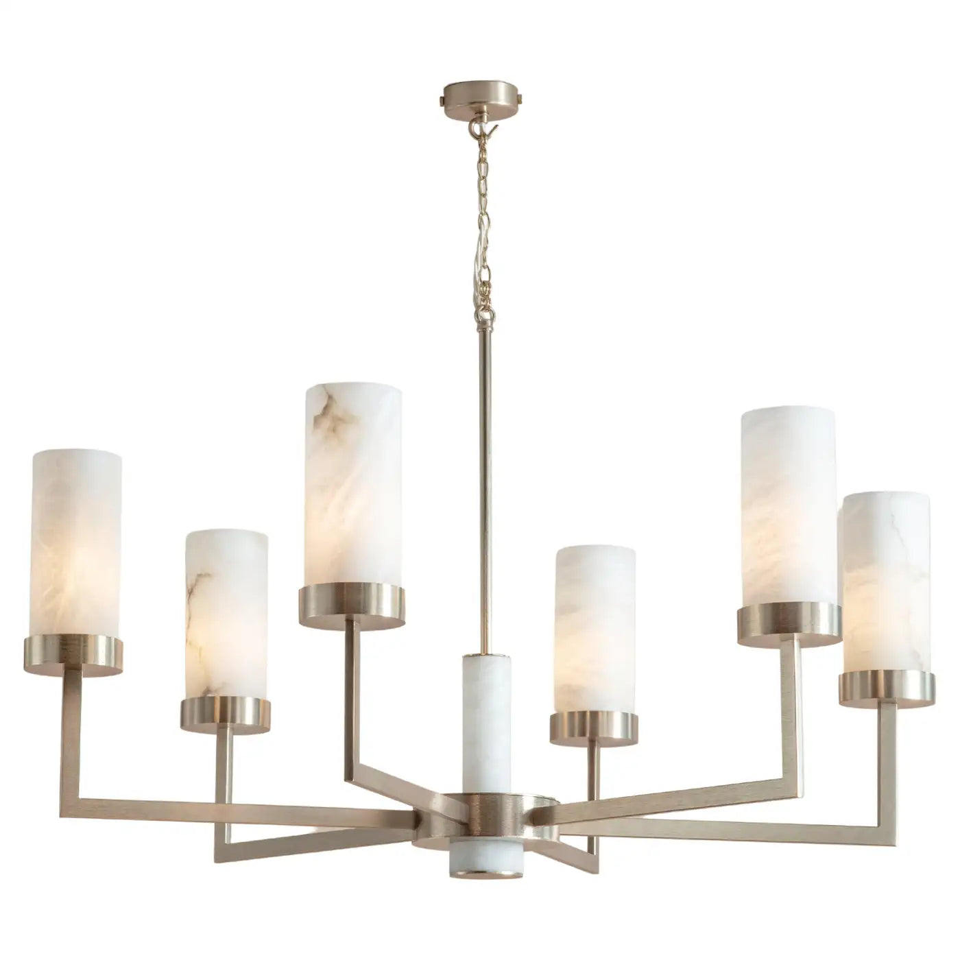 Contemporary  Alabaster 6-arm Compass Chandelier