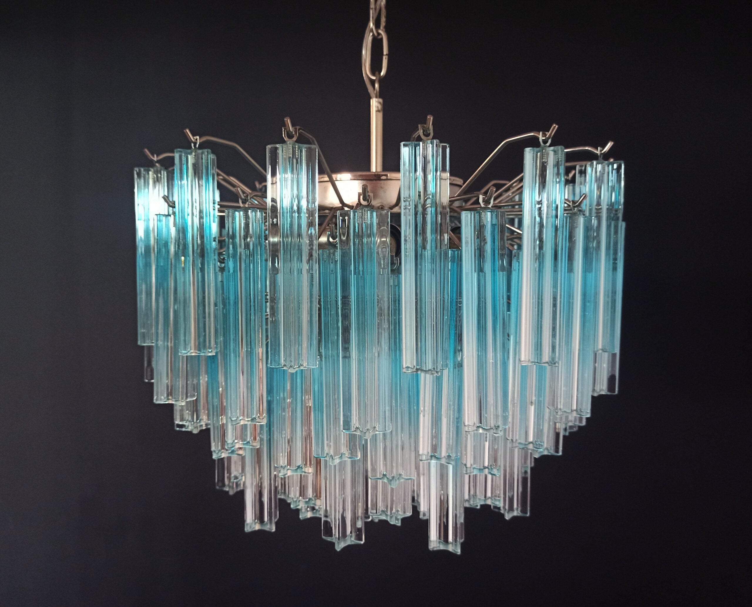 Murano Chandelier 107 Blue Prism Glass