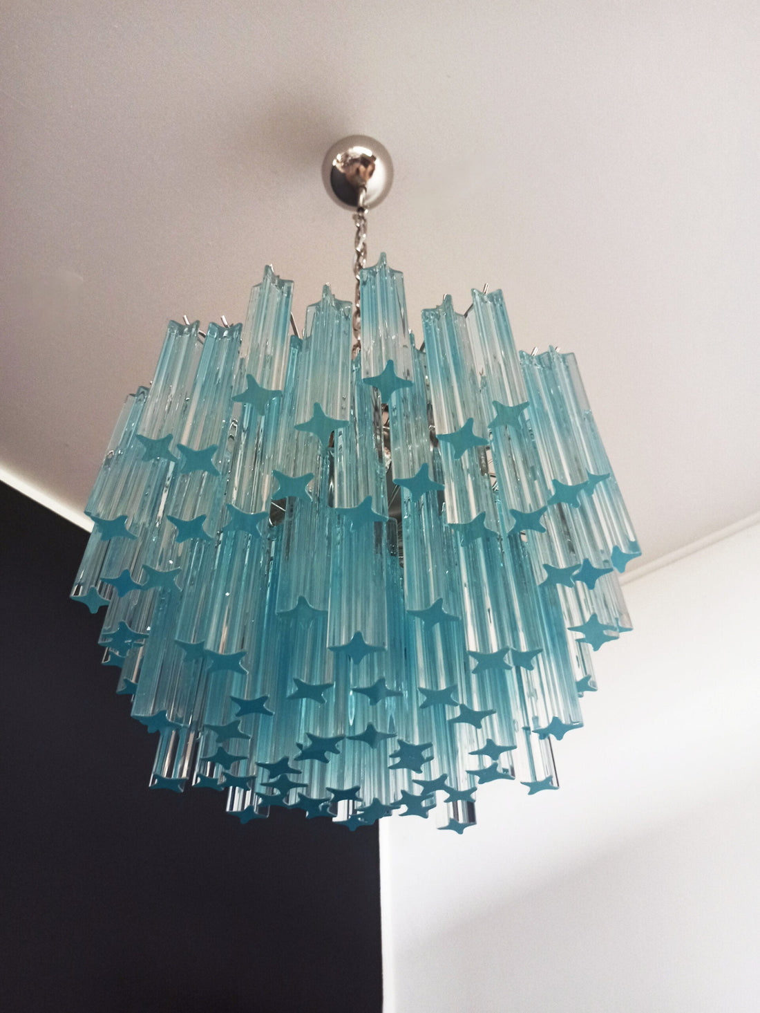 Murano Chandelier 107 Blue Prism Glass