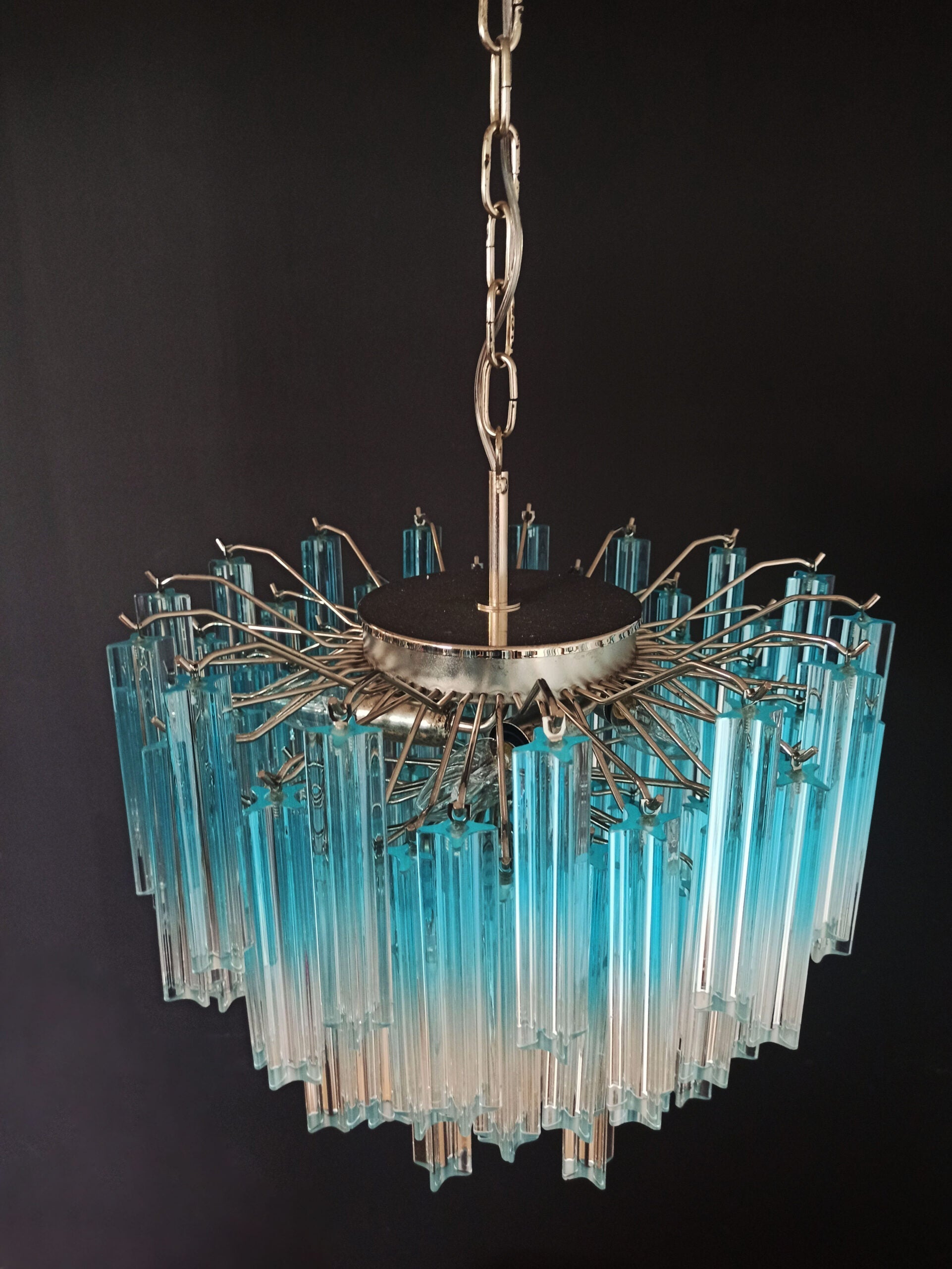 Murano Chandelier 107 Blue Prism Glass