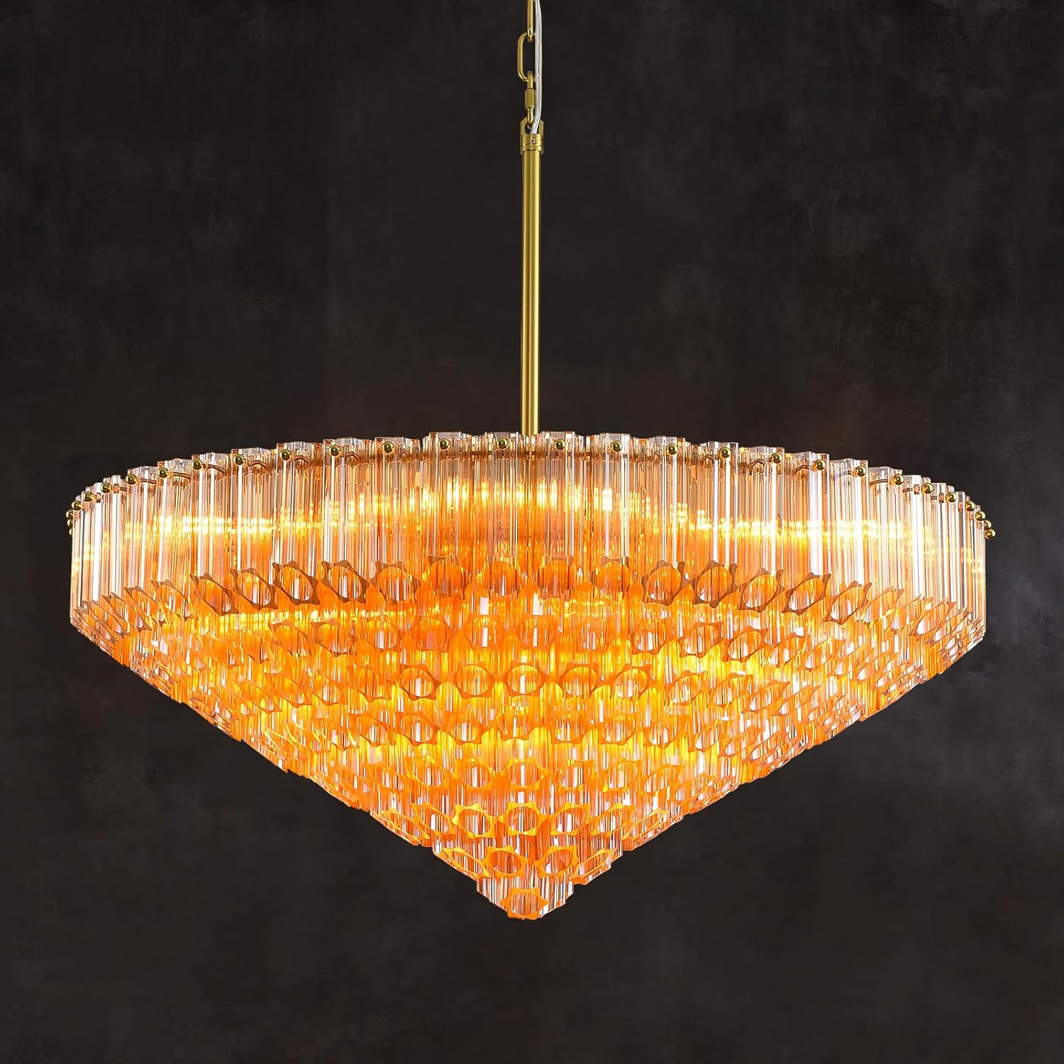 MDEGLYO Modern Amber and Clear Glass Chandelier