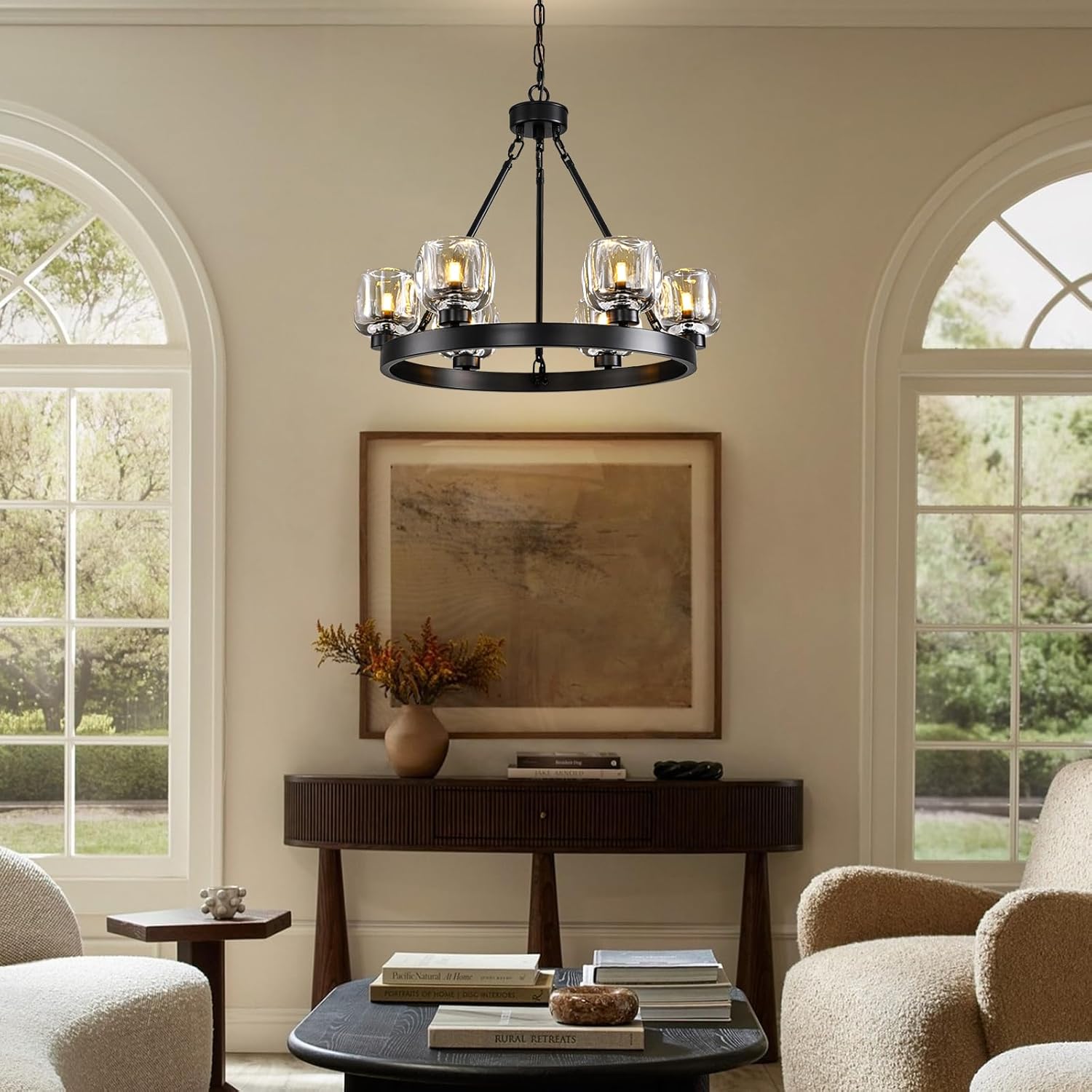 Modern Crystal Farmhouse Wagon Wheel Chandeliers for Dining Room