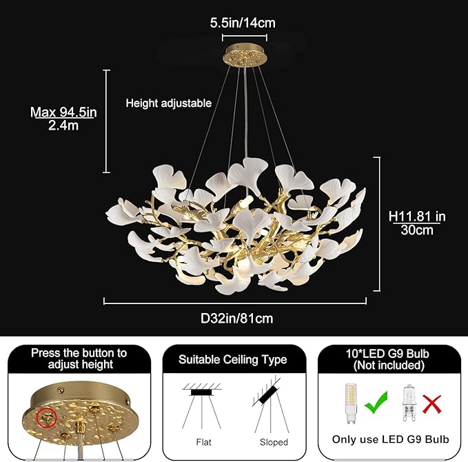 Ginkgo Round Chandelier 32''