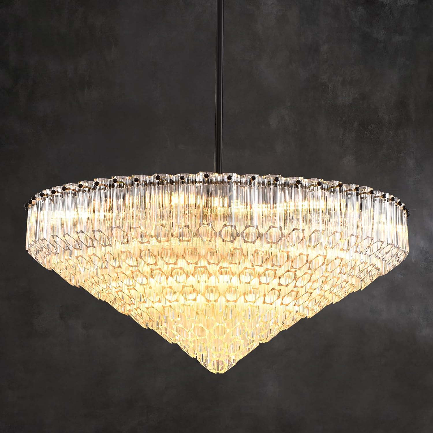 MDEGLYO Modern Amber and Clear Glass Chandelier
