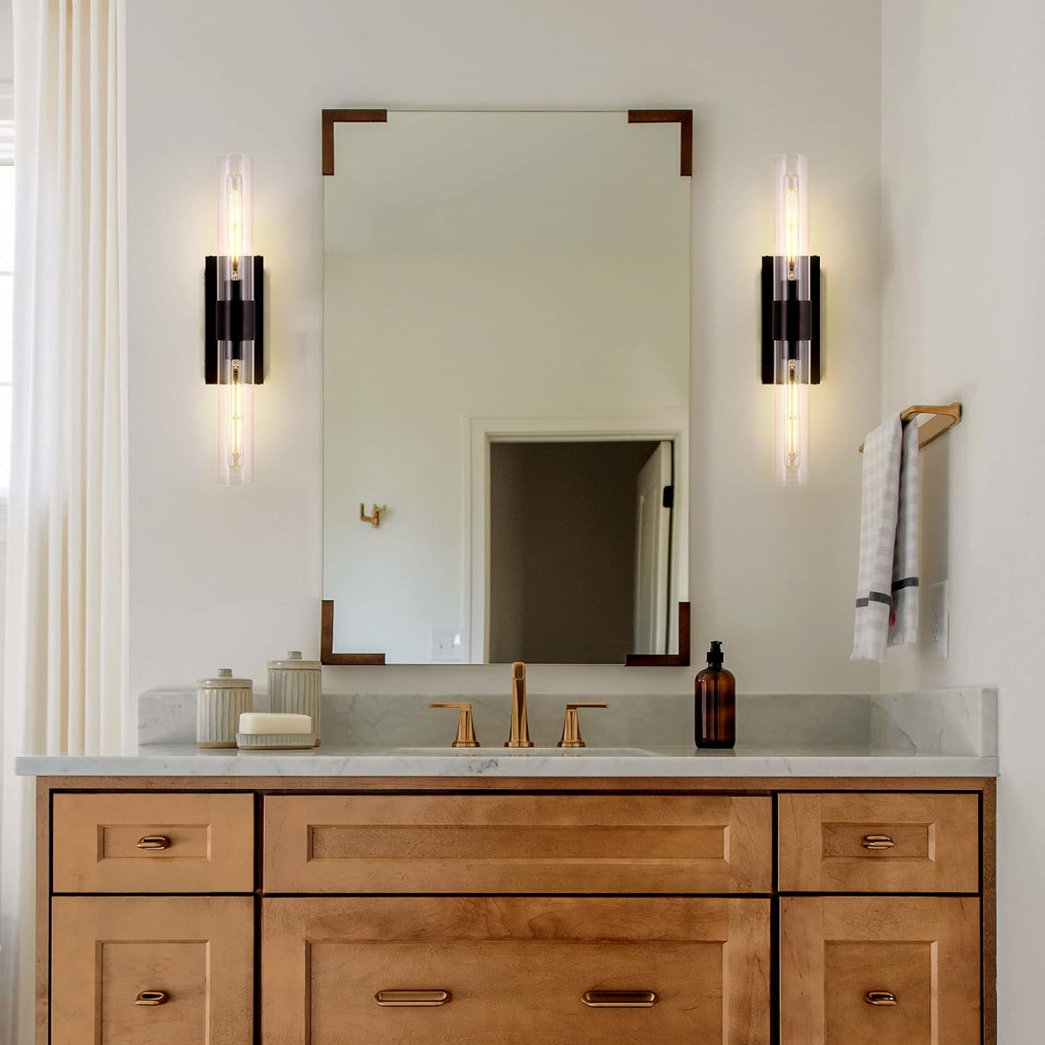 Modern Glass Wall Sconces 24.8in