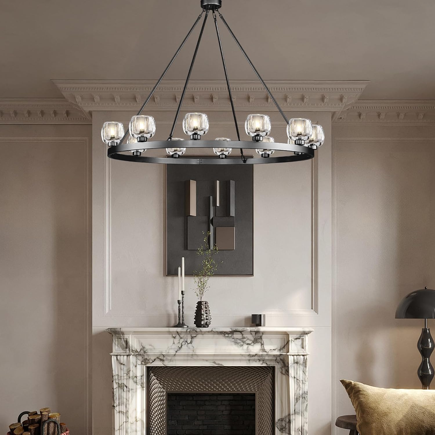 Modern Crystal Farmhouse Wagon Wheel Chandeliers for Dining Room