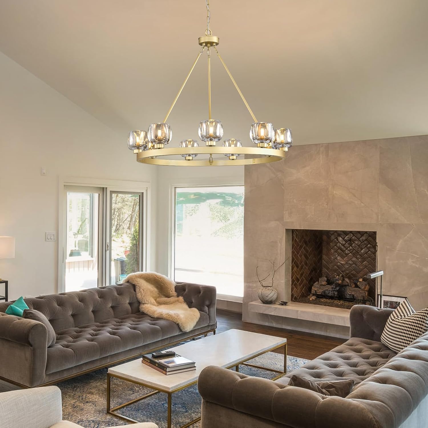 Modern Crystal Farmhouse Wagon Wheel Chandeliers for Dining Room