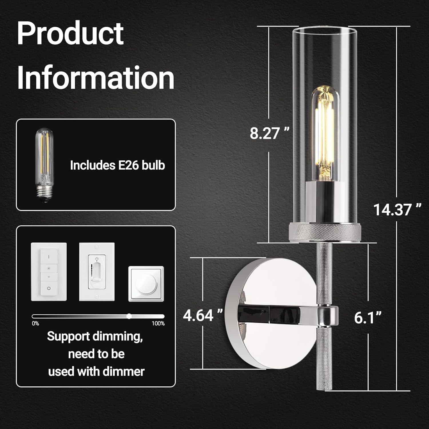 Knurled Glass Wall Sconces 1 Light