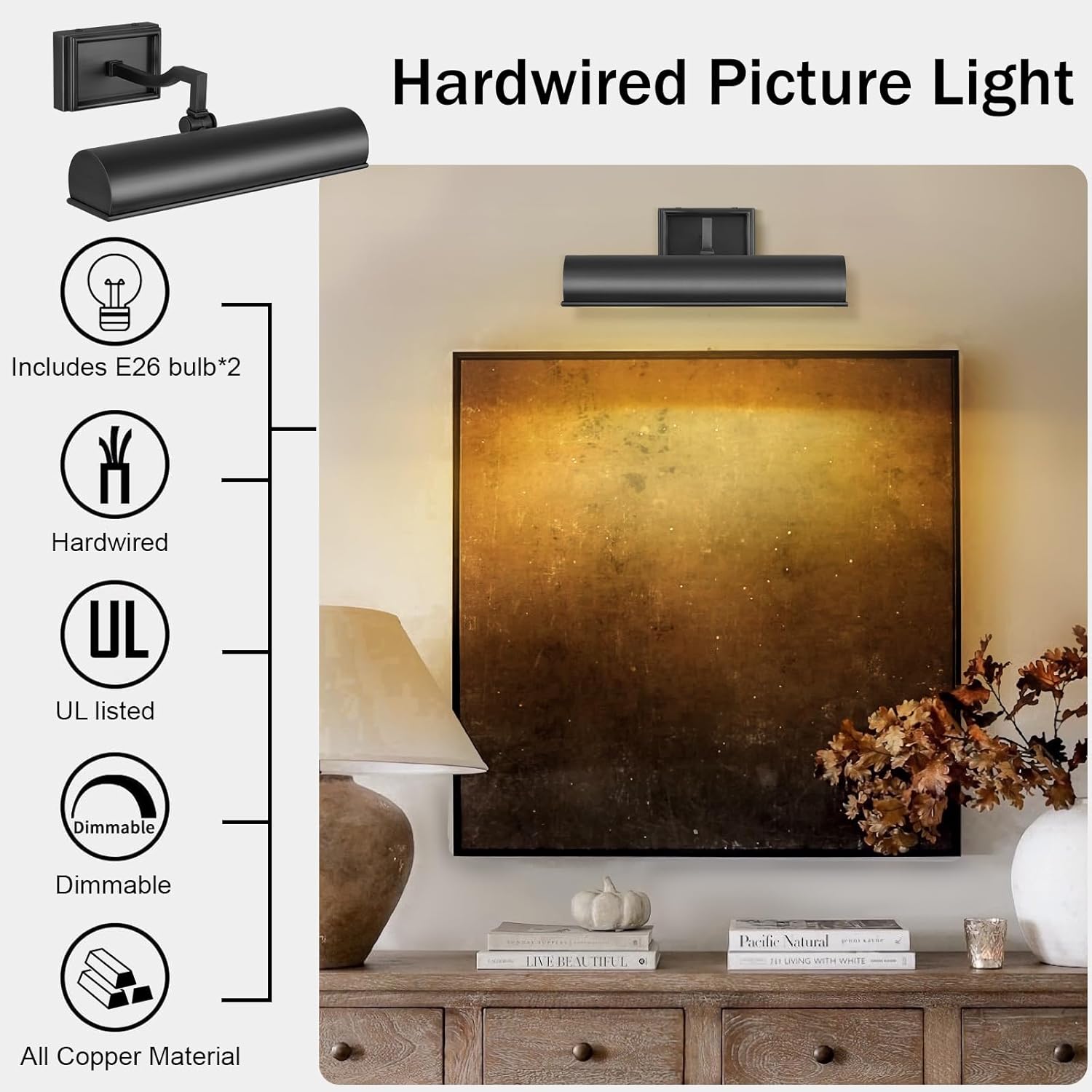 Modern 12in Picture Lights for Wall Hardwired