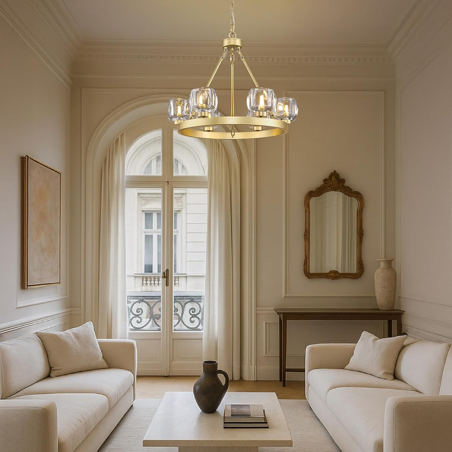 Modern Crystal Farmhouse Wagon Wheel Chandeliers for Dining Room